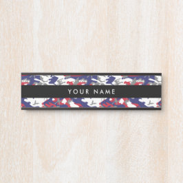 Letrero Para Puerta Camuflaje, Azul Blanco Rojo Gris, Militar, Ejércit