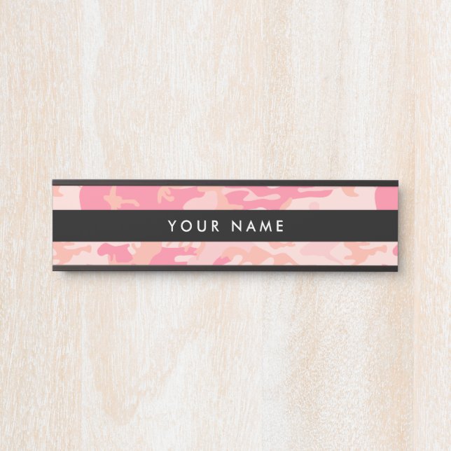 Letrero Para Puerta Camuflaje rosa, militar, ejército (Anverso)
