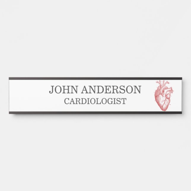 Letrero Para Puerta Cardiología Cardióloga Anatómica Roja (Anverso)