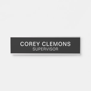 Letrero Para Puerta Cargo de nombre personalizado profesional - Blanco
