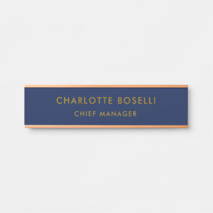Letrero Para Puerta Clásico minimalista profesional color azul dorado