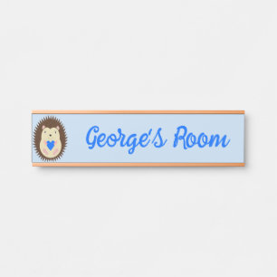 Letrero Para Puerta Corazón azul del erizo del niño personalizado