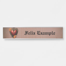 Letrero Para Puerta Corazón de vapor con flores.