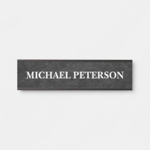 Letrero Para Puerta Cuero Negro Falso Personalizado
