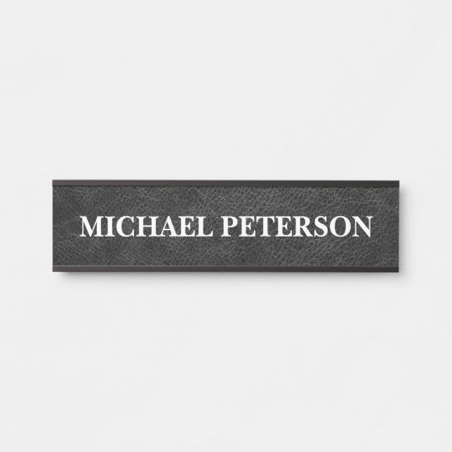Letrero Para Puerta Cuero Negro Falso Personalizado (Anverso)