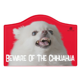 Letrero Para Puerta Cuidado Con El Chihuahua - Personalizable