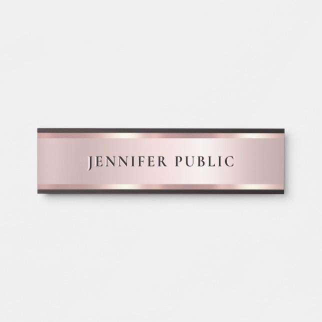 Letrero Para Puerta Custom Elegant Modern Template Luxe Rose Gold (Anverso)
