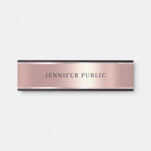Letrero Para Puerta Custom Elegant Modern Template Luxury Rose Gold (Anverso)