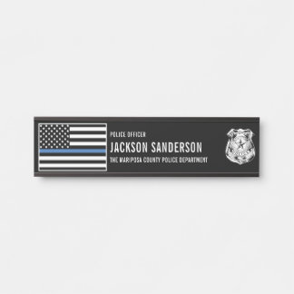 Letrero Para Puerta Custom Police Officer Department Thin Blue Line