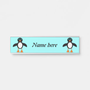 Letrero Para Puerta Cute pingüino personalizado