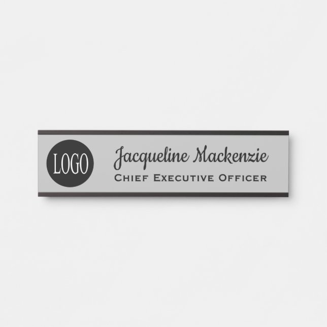 Letrero para puerta de oficina con placa de nombre (Anverso)