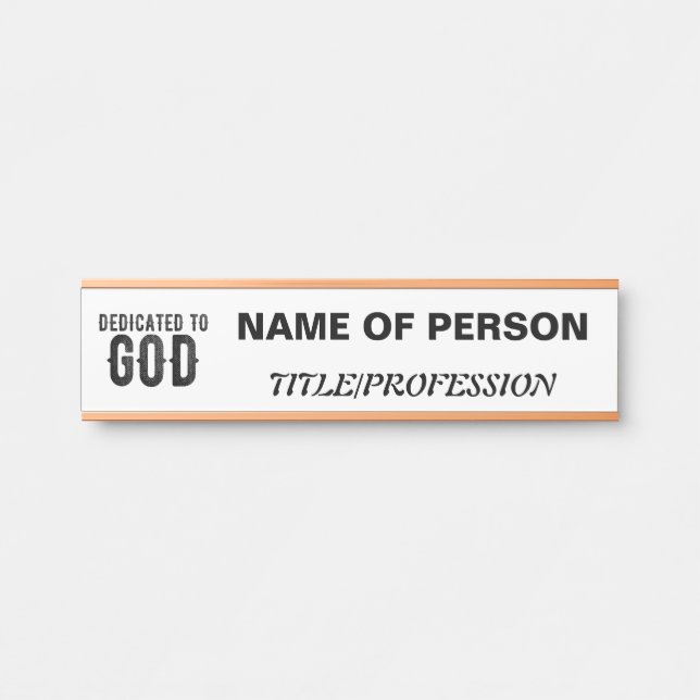 LETRERO PARA PUERTA DEDICADO A DIOS TEXTO NEGRO GENIAL PERSONALIZABLE (Anverso)