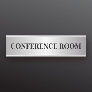 Letrero Para Puerta Departamento de oficina de Black & Faux Silver con
