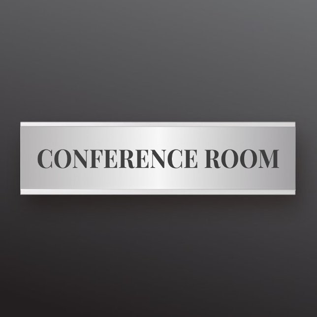 Letrero Para Puerta Departamento de oficina de Black & Faux Silver con (Contemporary Black & Faux Silver Office Department Door Sign)