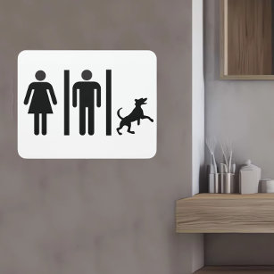 Letrero Para Puerta Dog Man Woman Funny Restroom baño en casa