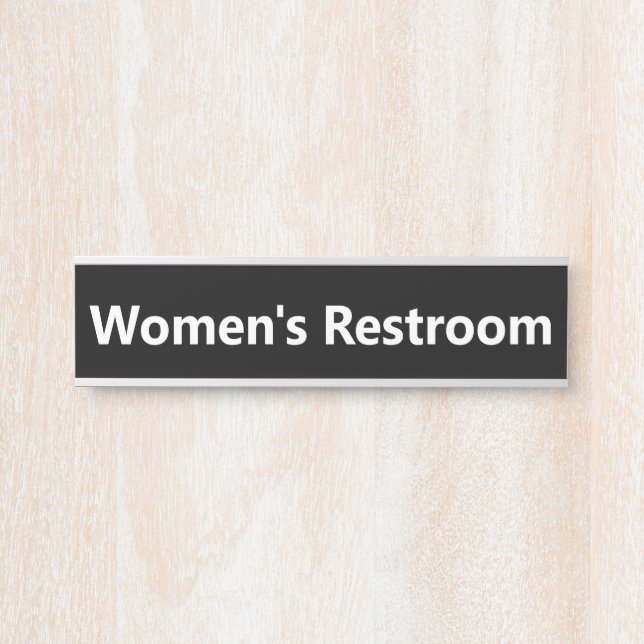 Letrero Para Puerta El baño de las mujeres en blanco y negro (Anverso)