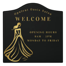 Elegance Noir Golden Feminine Salon Plaque