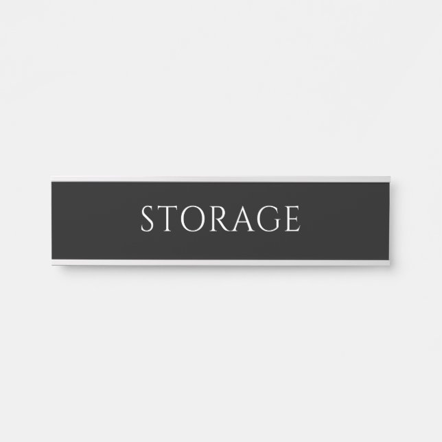 Letrero Para Puerta Elegant Black Storage Room Name Plate (Anverso)