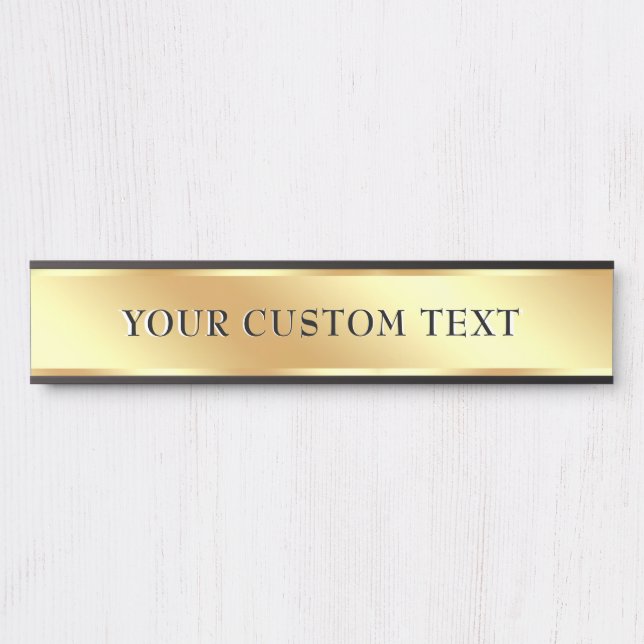 Letrero Para Puerta Elegant Template Custom Text Gold Office School (Anverso)