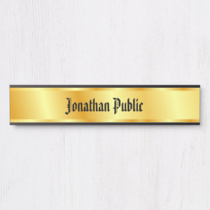 Letrero Para Puerta Elegante Faux Gold con escritura caligrafiada nost