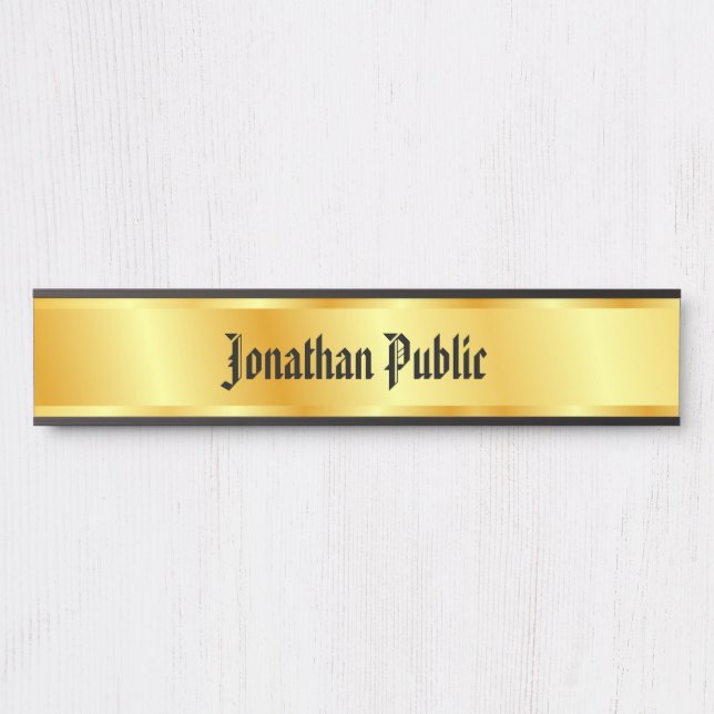 Letrero Para Puerta Elegante Faux Gold con escritura caligrafiada nost (Anverso)