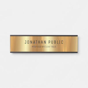 Letrero Para Puerta Elegante Glamour Negro Y Dorado Plantilla Lujoso