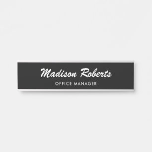 Letrero Para Puerta Elegante guión en negrita blanco negro