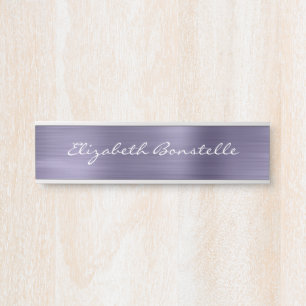 Letrero Para Puerta Elegante Lavanda Cepillado Escritura Metalizado a