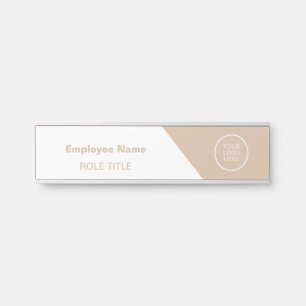 Letrero Para Puerta Elegante logotipo comercial beige blanco