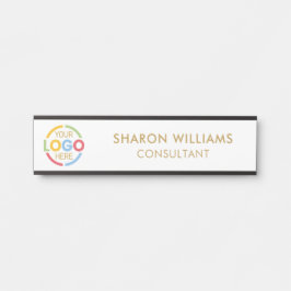 Letrero Para Puerta Elegante Logotipo de negocio simple de Personaliza