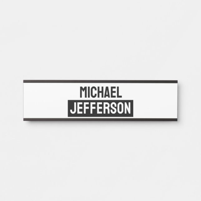 Letrero Para Puerta Elegante Personalizado personalizado blanco negro (Anverso)
