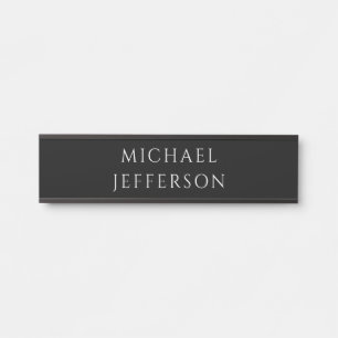 Letrero Para Puerta Elegante Plano Negro Blanco Personalizado