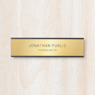 Letrero Para Puerta Elegante plantilla de glamur moderno de oro negro