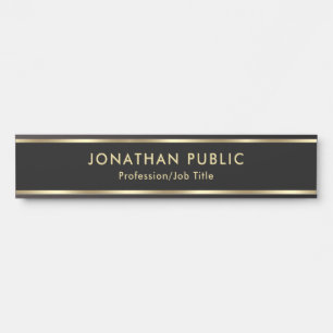 Letrero Para Puerta Elegante profesional negro dorado oficina hogar es