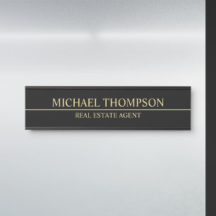 Letrero Para Puerta Elegante profesional negro y oro