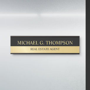 Letrero Para Puerta Elegante profesional negro y oro