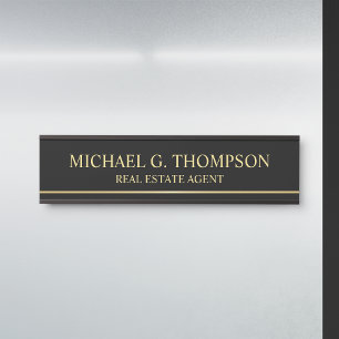 Letrero Para Puerta Elegante profesional negro y oro