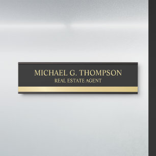 Letrero Para Puerta Elegante profesional negro y oro