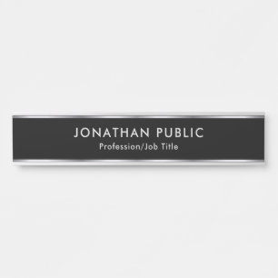 Letrero Para Puerta Elegante profesional personalizado negro y plata p