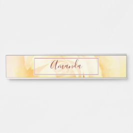 Letrero Para Puerta Elegante Rosa Amarilla Bonita con Nombre