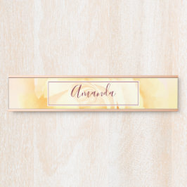 Letrero Para Puerta Elegante Rosa Amarilla Bonita con Nombre