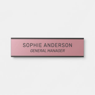Letrero Para Puerta Elegante Rosa Oro Nombre personalizado Trabajo Tít