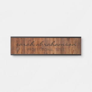 Letrero Para Puerta Elegante Rótulo de oficina de madera rústica