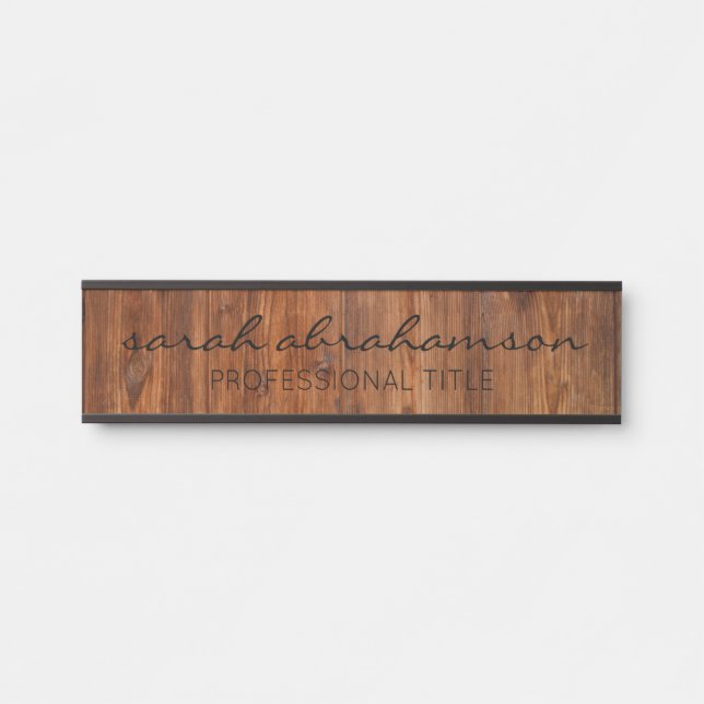 Letrero Para Puerta Elegante Rótulo de oficina de madera rústica (Anverso)