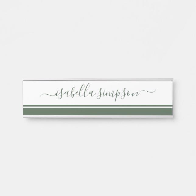 Letrero Para Puerta Elegante Script Girly Evergreen Profesional (Anverso)