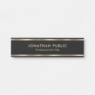 Letrero Para Puerta Elegante y moderno negro y dorado oficina escuela 