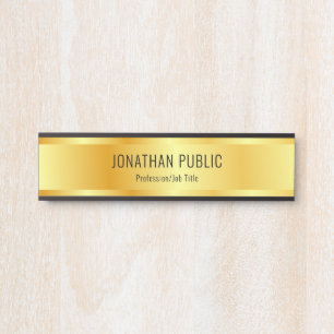 Letrero Para Puerta Faux Gold Elegant Lujoso Plantilla Moderna