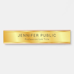 Letrero Para Puerta Faux Gold Elegant Modern Personalized Template