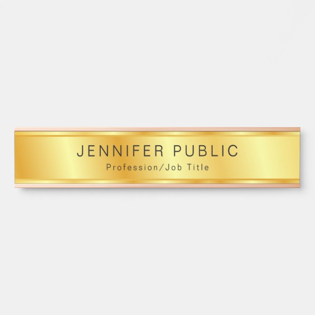 Letrero Para Puerta Faux Gold Elegant Modern Personalized Template (Anverso)