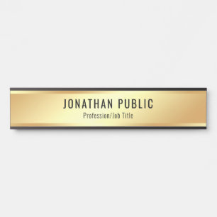 Letrero Para Puerta Faux Gold Modern Elegant Template Personalizable